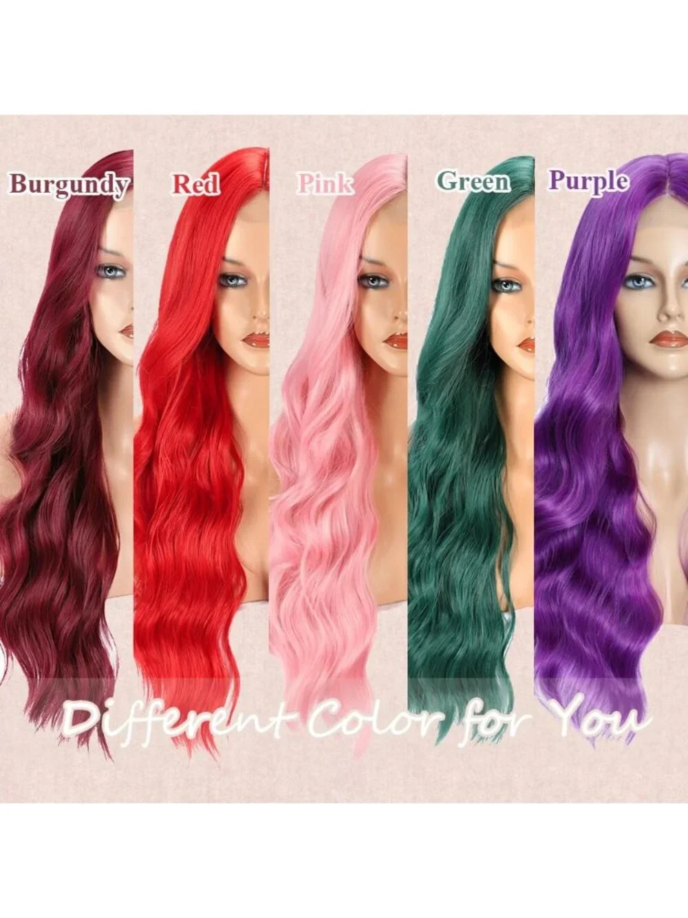 26 Inch Women's Purple Long Wavy Curly Hair Wig Halloween Cosplay